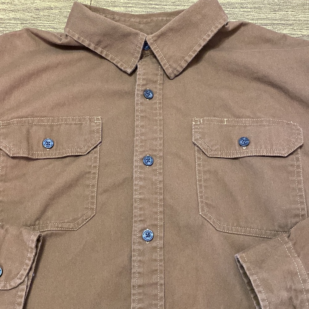 Brown Wrangler Flex Long Sleeve Button Down Stretch Shirt Size XL - Picture 1 of 6